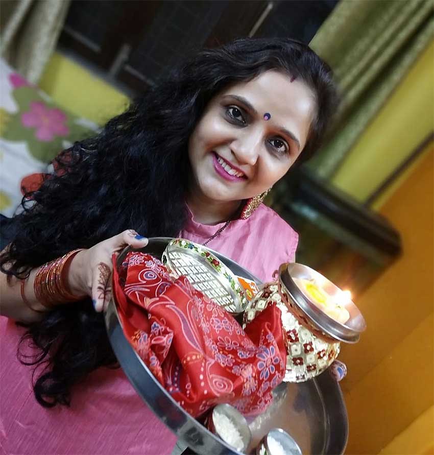 Woman with the Karwa Chauth Thali