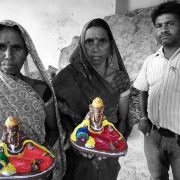 Two of the three Women who were trained to make Ganpatis and Diyas during the lockdown and contribute to the family income