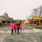 The Four friends at the Buddha Vihara's Courtyard
