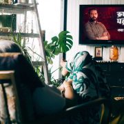 Girl watching "Crime Patrol" on TV