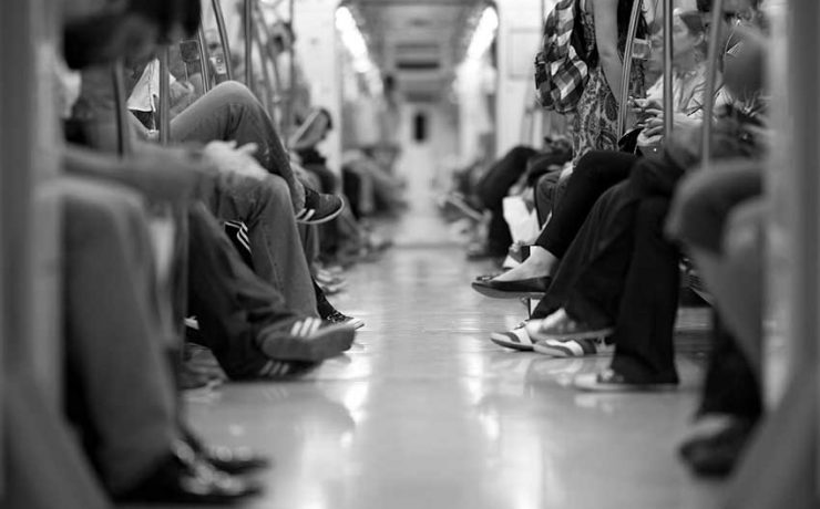 Crowd inside Delhi Metro