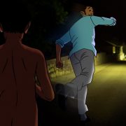 Tha man ran towards the main road