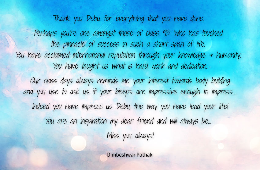 Dimbeshwar's tribute to Debapratim