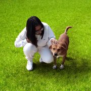 Rishita playing with her Dog