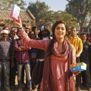 Nusrratt Bharuccha as Manokamna Tripathi in the movie Janhit Mein Jaari