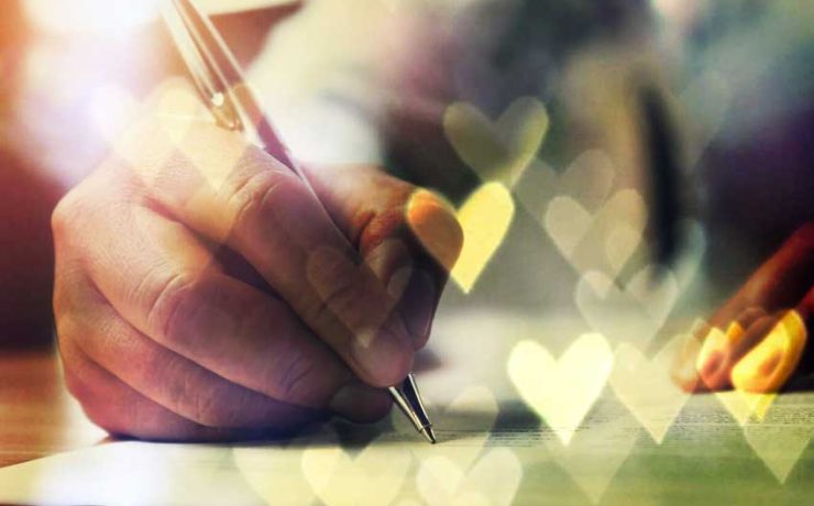 man writing love letter
