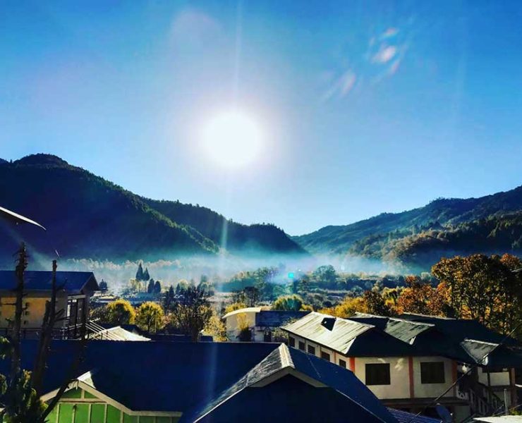 Sunshine at the dawn-lit mountains of Arunachal
