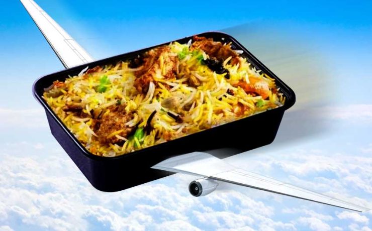 A box of Biriyani flying as an aeroplane