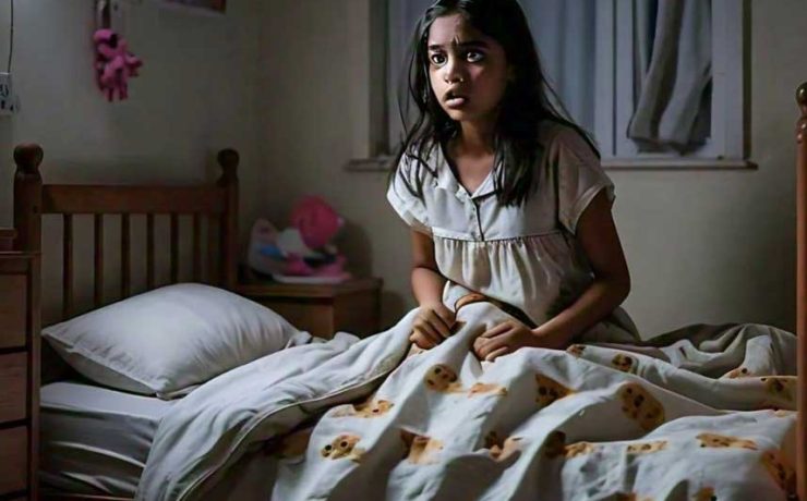 Sabina froze in her bed, her nightgown and teddy bears scattered on the floor.