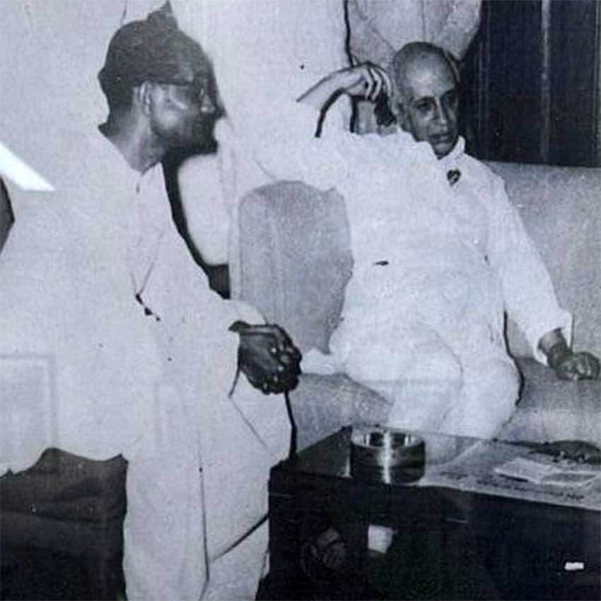 Dr. Maheswar Neog with Pandit Jawaharlal Nehru