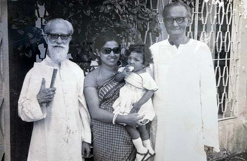 Little Navanita with her mother Navamalati her Gradfather Dr Maheswar Neog and Father Estella