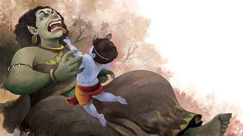 Krishna killing Putana