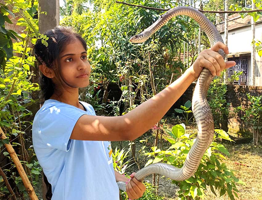 Aditi Gain with a snake