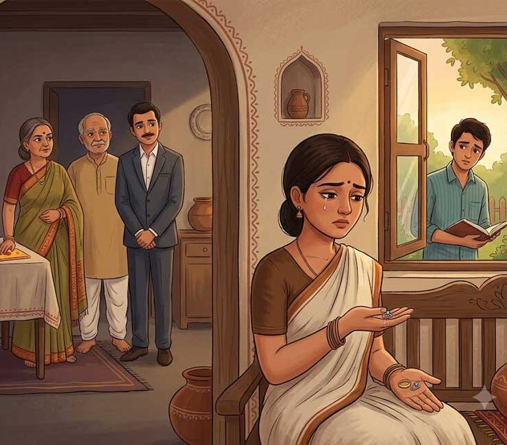 An emotional illustration representing love, family expectations, and arranged marriage