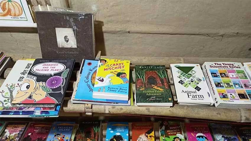 Books at Kuhi Paat Library, Tengakhat, Assam